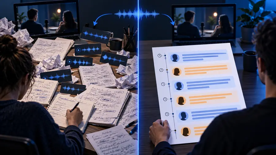 Illustration, die Audio und Text gemeinsam darstellt